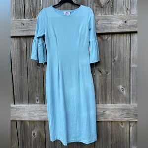 Dainty Jewells Light Blue Long Bell Sleeve Dress Size S broken zipper